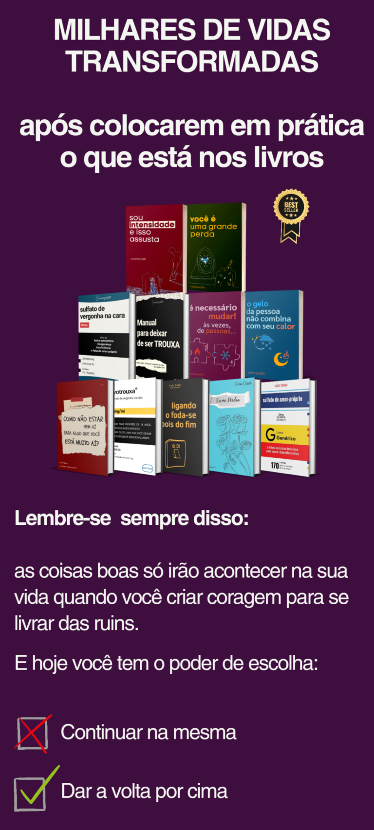 Pack de 11 Livros de Caio César | Reconstrua sua autoestima: pare de aceitar migalhas emocionais