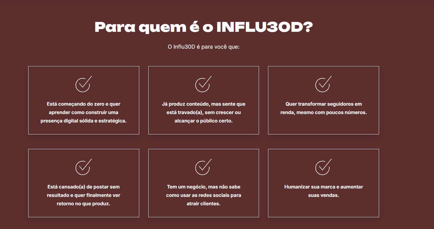 “Influ30D – Transforme sua Presença Online em 30 Dias” Compras Digitais