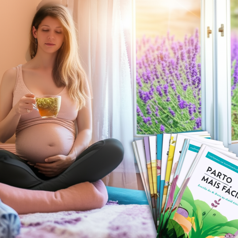 Parto mais fácil 3 https://www.comprasdigitais.com.br/acesso-ao-curso/page/102/ Mulher grávida no terceiro trimestre tomando chá de ervas em um ambiente tranquilo, pronta para o parto natural.