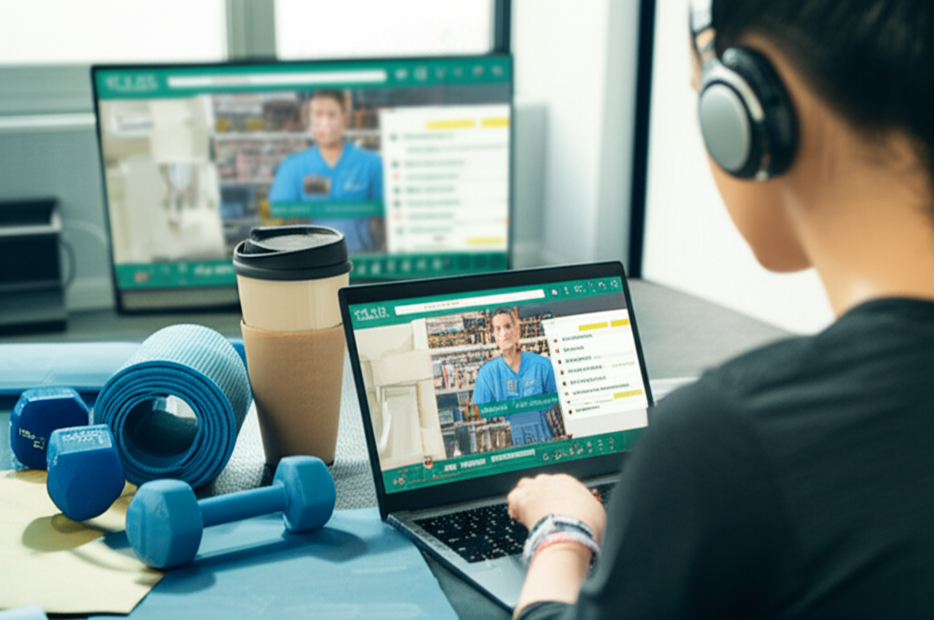 Estudante de Educação Física EAD Óliver em casa