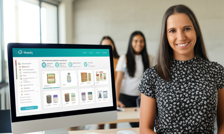 Professora utilizando a plataforma Skooly para criar materiais educacionais com IA