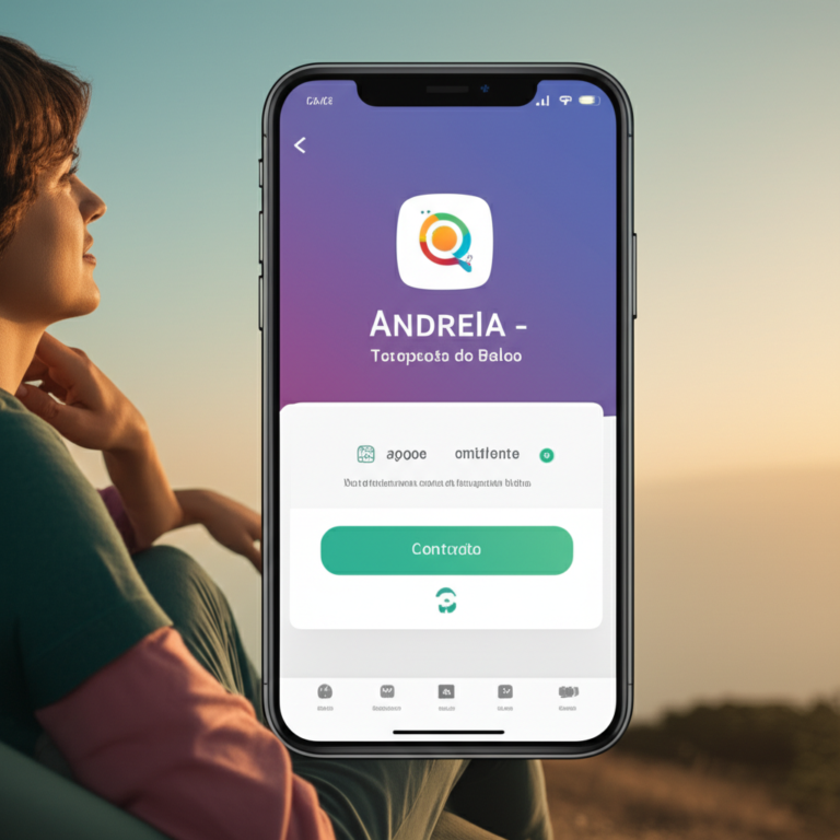 <h1>Plataformas para Mentores: Review do AndreIA - Terapeuta de Bolso</h1> 5 https://www.comprasdigitais.com.br/autor/erika_mentoria/ Imagem de um smartphone exibindo o aplicativo AndreIA - Terapeuta de Bolso, com uma pessoa ao fundo em uma pose reflexiva.