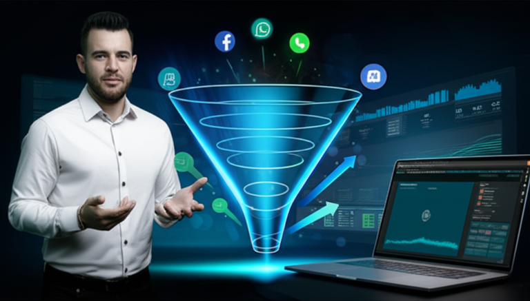 Mentor Borges apresentando a Máquina de Vendas: funil de vendas automático integrado ao WhatsApp, anúncios pagos e IA.