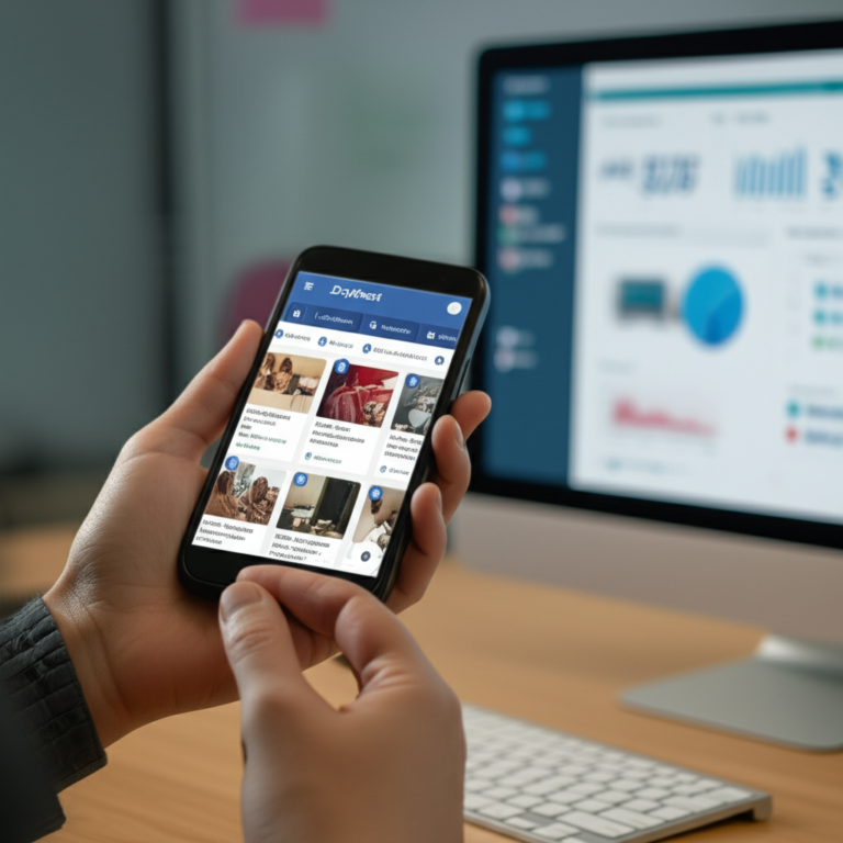 Aplicativo ZapPost no smartphone com posts prontos para redes sociais