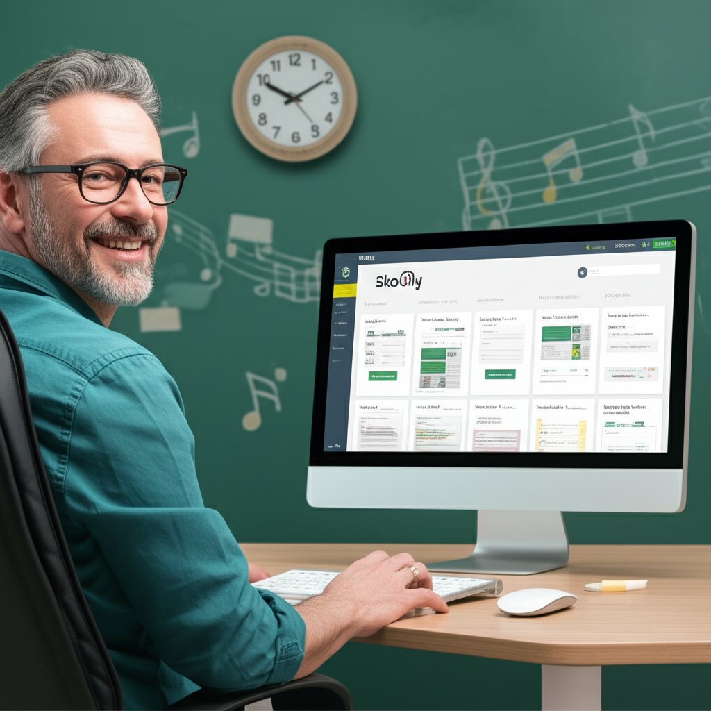 Professor utilizando a plataforma Skooly para gerar planos de aula com IA