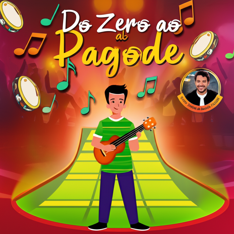 Método Do Zero ao Pagode Funciona? A Verdade que Ninguém Te Conta 2 https://www.comprasdigitais.com.br/acesso-ao-curso/page/102/ Estudante iniciante segurando um cavaquinho com notas musicais e elementos de pagode ao fundo.