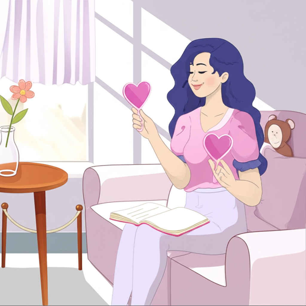 Mulher moderna e confiante praticando auto‑amor, simbolizando o curso Bem Me Quero de Pamela Magalhães.