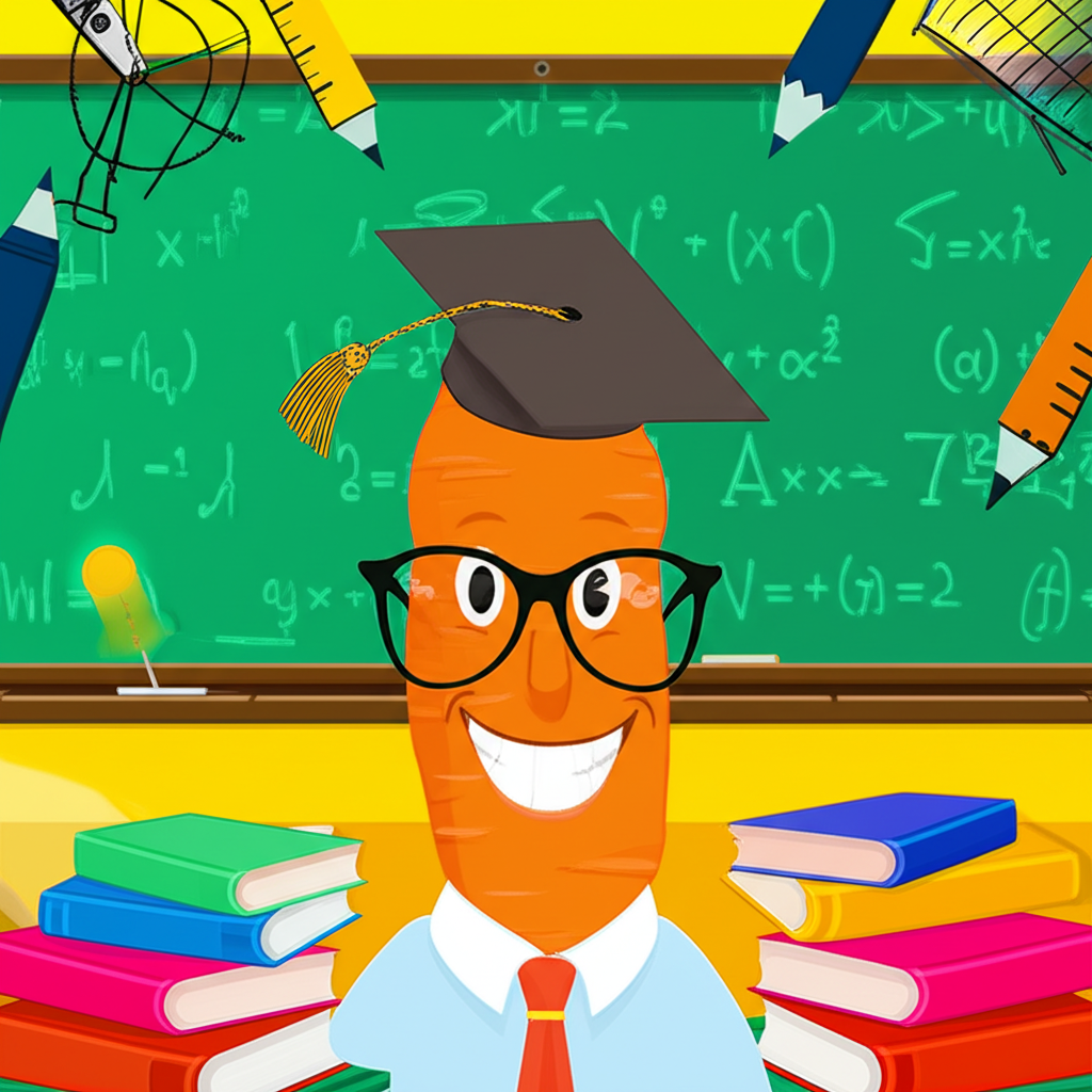 Professor Cenoura ensinando matemática de forma divertida