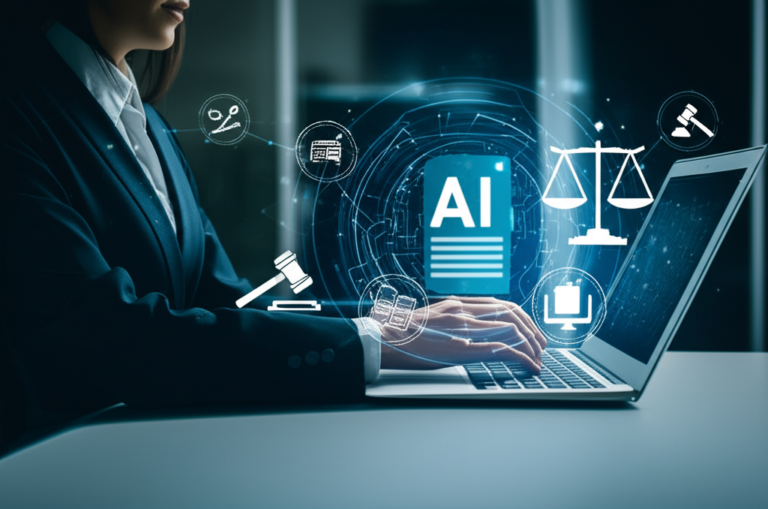 O segredo de <em>'A Nova Prática Jurídica com IA'</em> para <strong>multiplicar seu faturamento</strong> no Direito 8 https://www.comprasdigitais.com.br/acesso-ao-curso/page/68/ Advogado usando IA para redigir documentos jurídicos em ambiente de escritório futurista