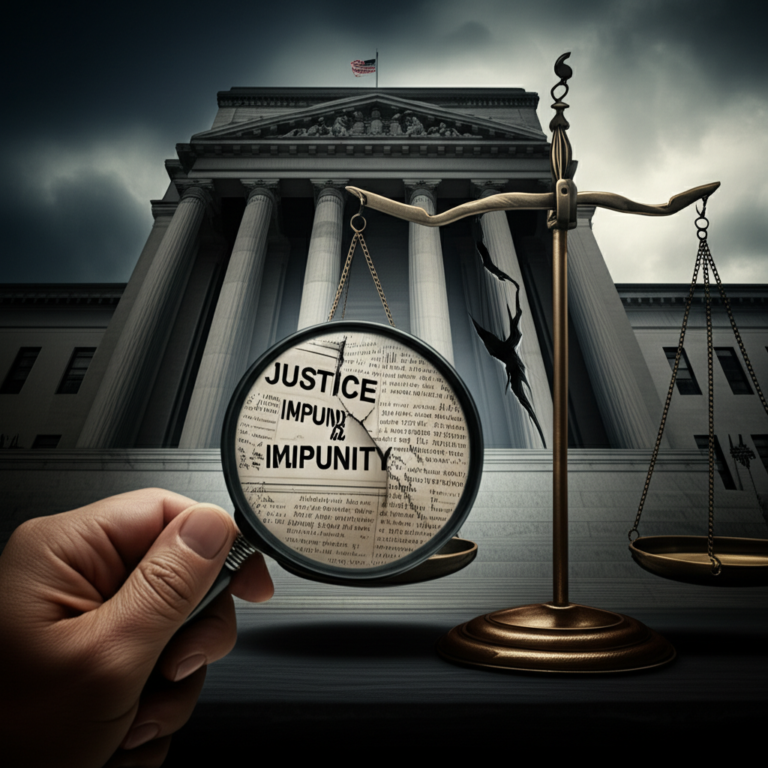 <h1>Justiça e Impunidade: A Tese Central e Os Fatos Controversos Analisados (Sem Filtro)</h1> 1 https://www.comprasdigitais.com.br/acesso-ao-curso/page/67/ Imagem conceitual de balança da justiça desequilibrada em frente a um tribunal sombrio, com uma mão usando lupa para analisar documentos, simbolizando a crítica à justiça e impunidade no Brasil.