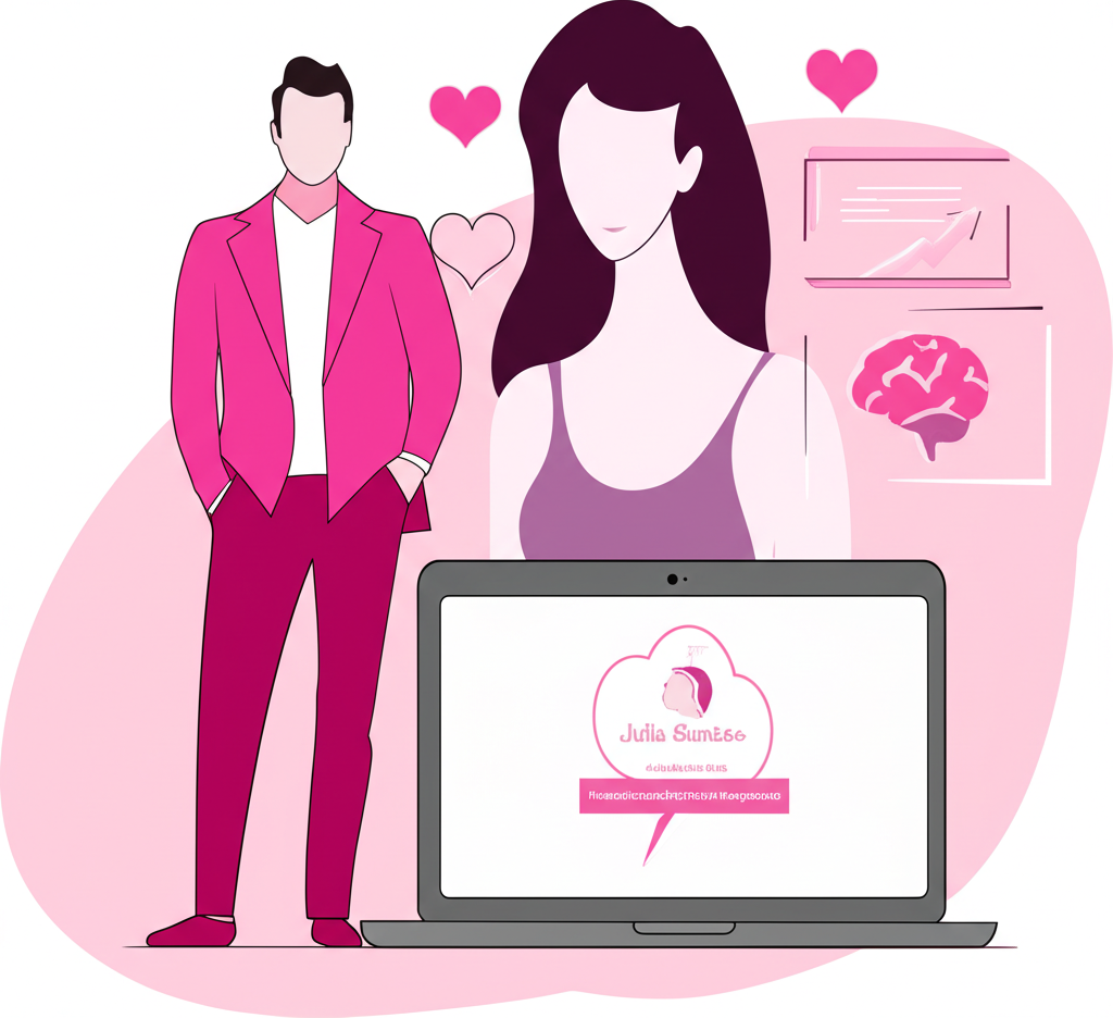 Illustration representing Julia Santos' sexual pleasure course and affiliate earnings opportunity