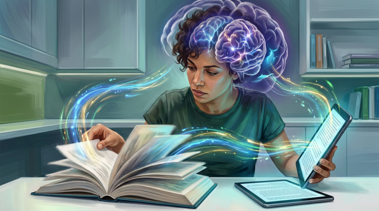 <h1>Curso Leitura Dinâmica – Metaleitura (LDE) de Renato Alves: <br><i>Mais Velocidade ou Memória de Tubarão?</i></h1> 4 https://www.comprasdigitais.com.br/suplementos/page/8/ Pessoa lendo rapidamente com foco intenso, com um cérebro luminoso simbolizando ativação neural e memória aprimorada pelo Método Metaleitura de Renato Alves.