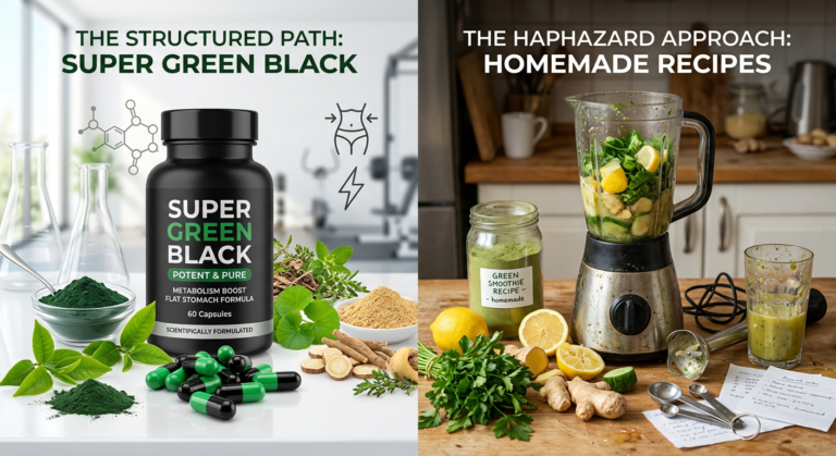 Super Green Black emagrecedor versus ingredientes de receitas de internet, comparando onde investir para perder peso