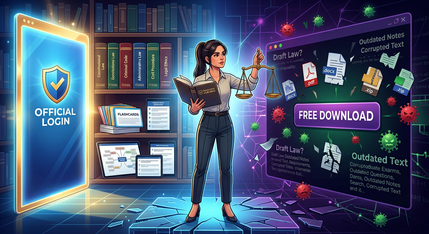 Assinatura ILIMITADA: O Atalho do Login Oficial vs. A Armadilha do Download Grátis 1 https://www.comprasdigitais.com.br/assinatura-ilimitada-concursos-login-oficial-vs-pirataria/ Ilustração de contraste: portal de login oficial seguro da Assinatura Ilimitada para concursos jurídicos versus caminho obscuro de download grátis, simbolizando segurança no estudo.