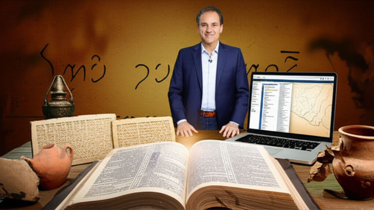 Bíblia Comentada Rodrigo Silva Análise: Vale cada centavo para o estudo? 6 https://www.comprasdigitais.com.br/acesso-ao-curso/page/96/ Professor Rodrigo Silva estudando a Bíblia ao lado de artefatos arqueológicos e um laptop com a plataforma de estudo bíblico.