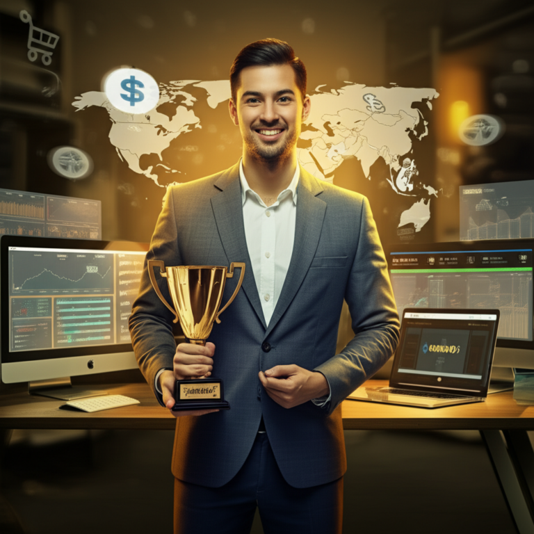 Influencer Milionário Legacy revisando seu sucesso em marketing digital com foco em vendas internacionais em dólar.